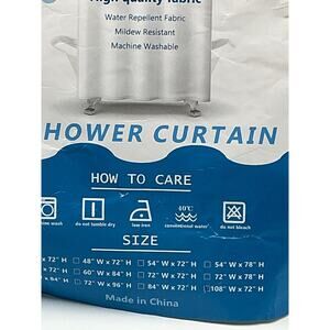 Awellife Fabric Shower Curtain 108 W X 75 H Water Repellent Mildew Resistant